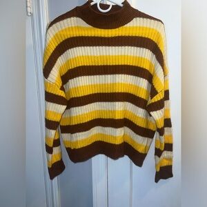 ROMWE Yellow and Brown Knit Sweater size XS 2 Like New